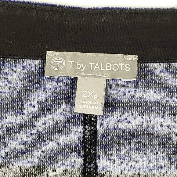 T by Talbots Top Women's Plus 2XP Navy Blue White Velour LS Pullover Sweatshirt - Picture 6 of 8